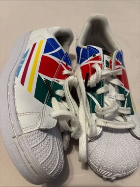 Adidas Superstar Originals Pure Colorful Trefoil Size 1.5 No Insoles